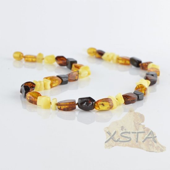 Amber necklace irregular polished multicolour 